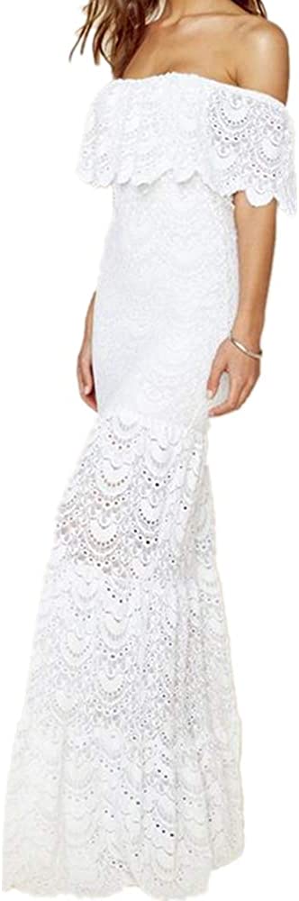 Price:$7.99 Muranba Womens Dresses Sling Cross Wedding Beach Elegant Party Evening Slim Hollow Lace Dress at Amazon Women’s Clothing store