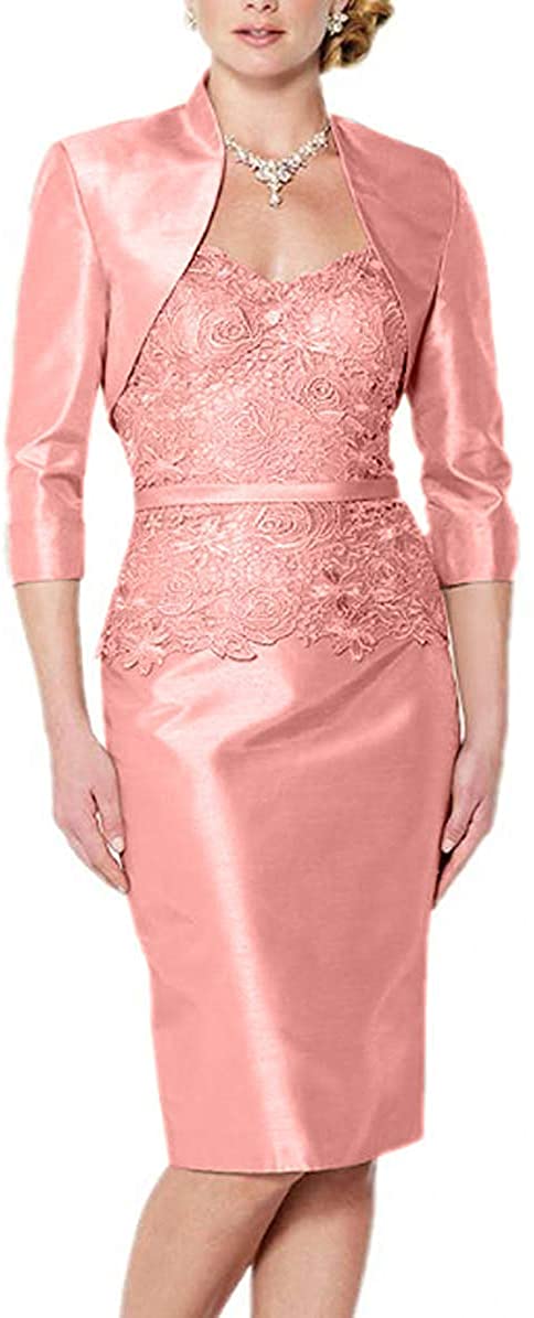 Price:$119.00    Meganbridal Women's Mother of The Bride Groom Dresses Knee Length with 3/4 Sleeve Jacket Party Gowns Peach  Clothing