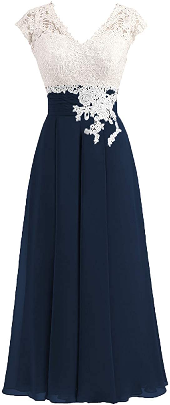 Price:$68.00    Melisa Women's Lace Top Button Bridesmaid Dress with Cap Prom Dress Mother of The Bride Dress  Clothing