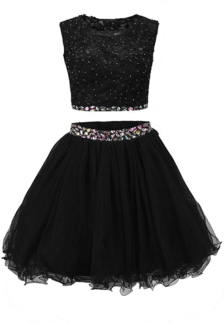 Price:$59.99    Ailidaw Two Piece Homecoming Prom Dress Tulle Applique for Junior Short Cocktail Party Gowns 2020  Clothing