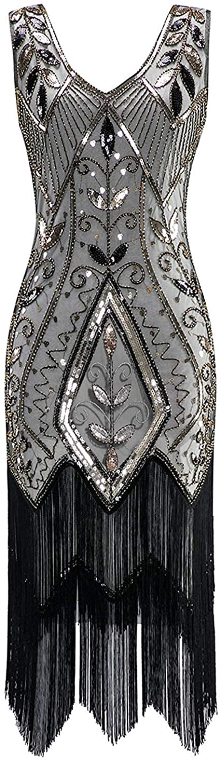 Price:$29.99    Women’s 1920s Great Gatsby Dresses Vintage Roaring 20s Sequins Flapper Dress Retro Art Deco Midi Dress for Cocktail  Clothing