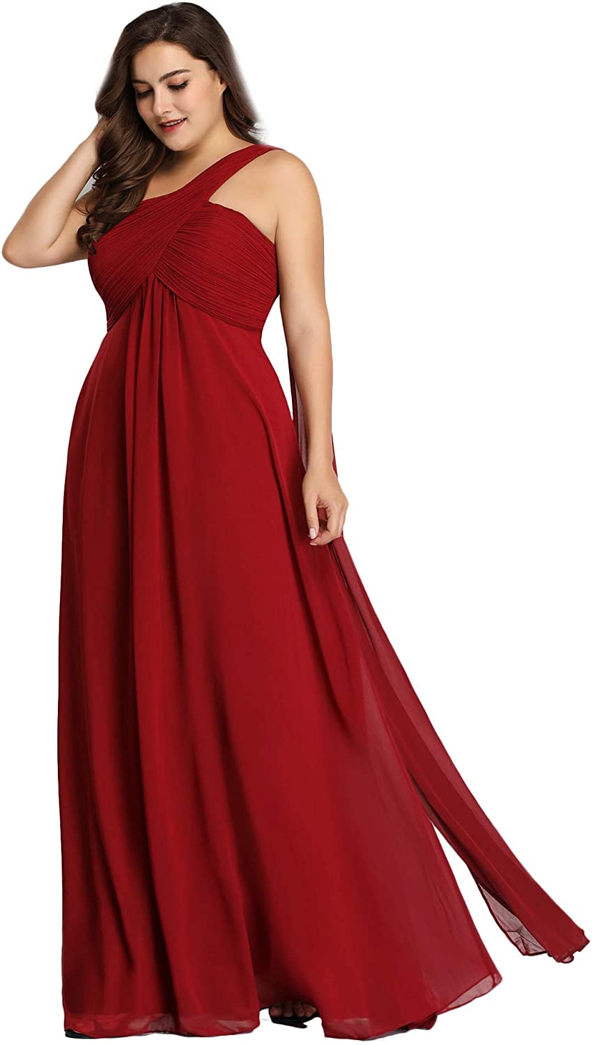 Price:$59.99    Ever-Pretty Womens Plus Size One Shoulder Ruched Chiffon Bridesmaid Party Dresses 9816PZ  Clothing