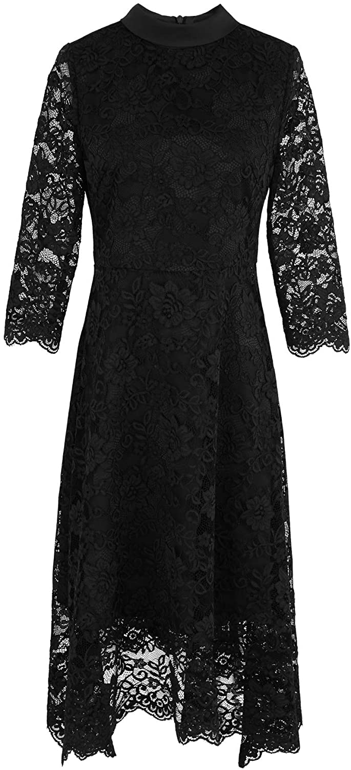 Price:$19.99 Roey s house Women's Vintage Floral Lace Half Sleeve Cocktail Party Midi A-line Swing Dress at Amazon Women’s Clothing store