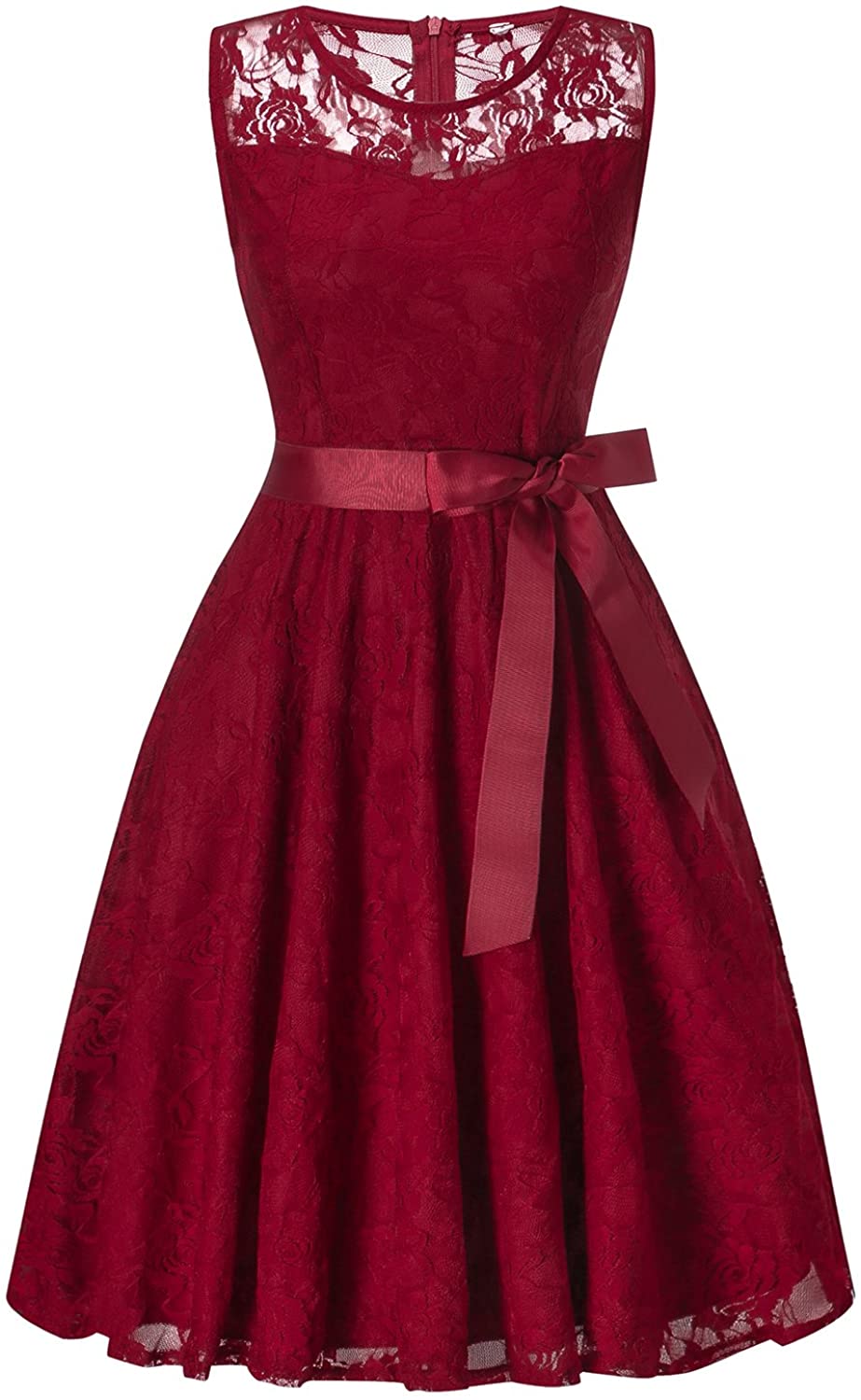 Price:$28.99 MisShow Womens A-line Pleated Sleeveless Short Bridesmaid Dress with Floral Lace at Amazon Women’s Clothing store
