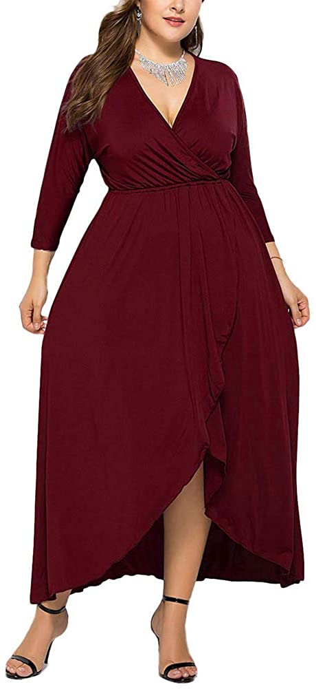 Price:$15.40 Feelingirl Women's V Neck Long Sleeve Wrap Cocktail Gown Maxi Dress (FBA) at Amazon Women’s Clothing store