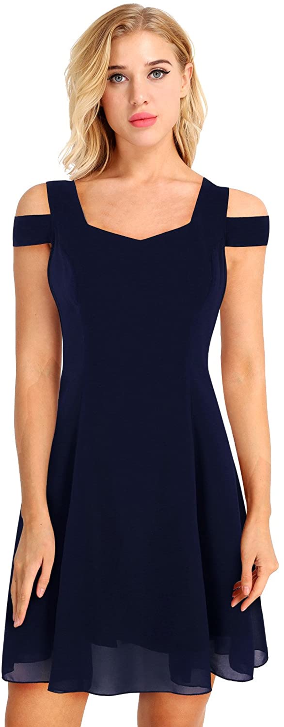 Price:$14.99 CHICTRY Women's Off Shoulder Knee Length Chiffon Cocktail Evening Party Bridesmaid Dress at Amazon Women’s Clothing store