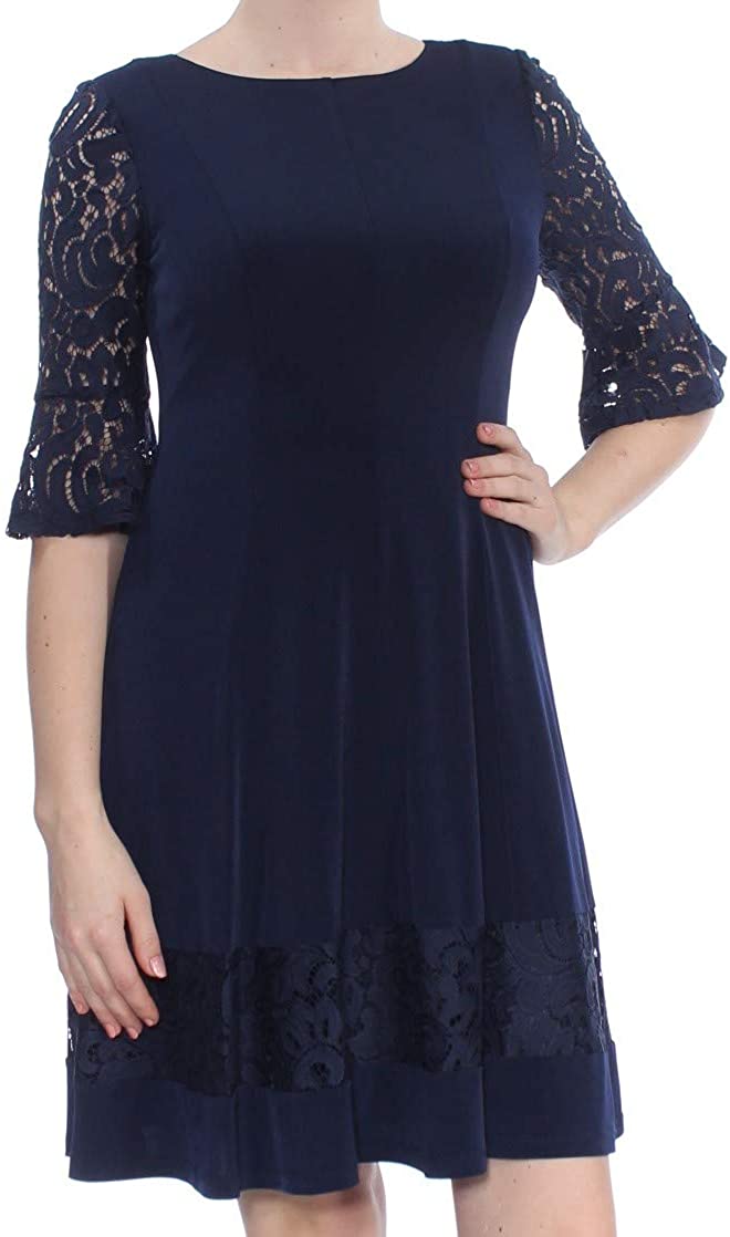Price:$85.70    Jessica Howard Women's Seamed Fit and Flare Dress with Lace Sleeves  Clothing
