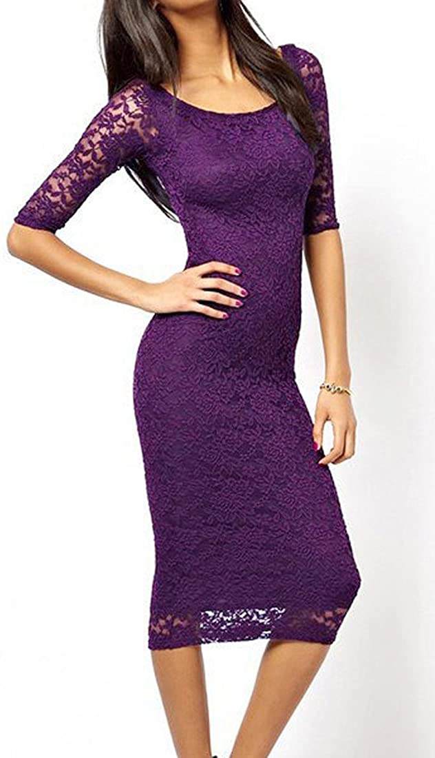 Price:$8.99    HOPES KINGDOM Women's 3/4 Sleeve Lace Cocktail Party Sheath Pencil Slim Dress  Clothing