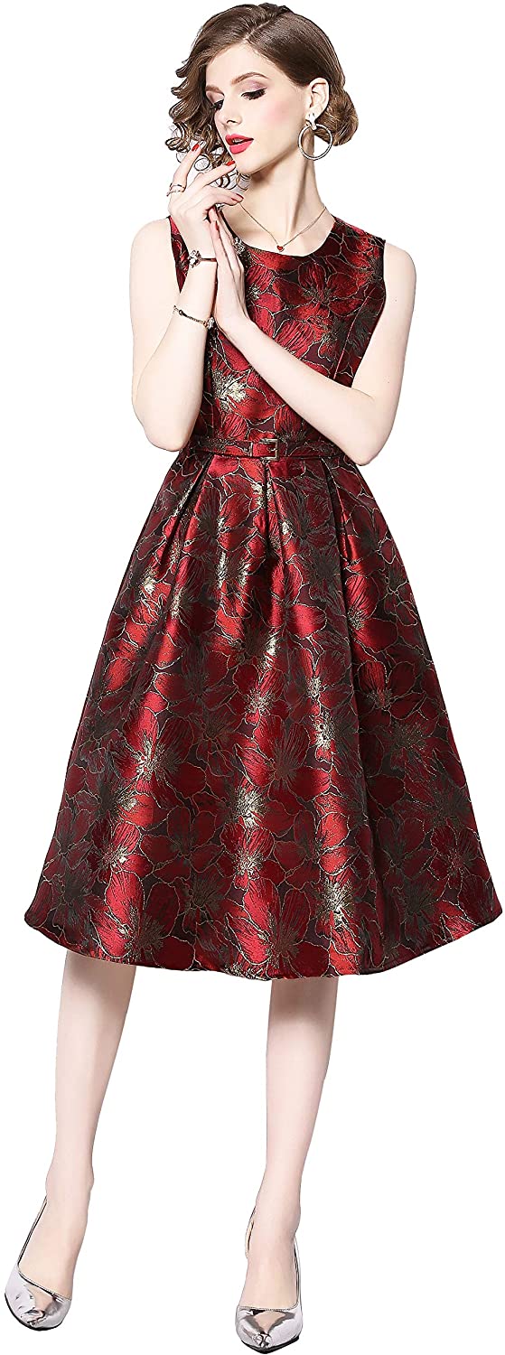 Price:$32.98    BEST-F-U Women's 1950S Cocktail Dress Sleeveless Rockabilly Prom Tea Dresses  Clothing