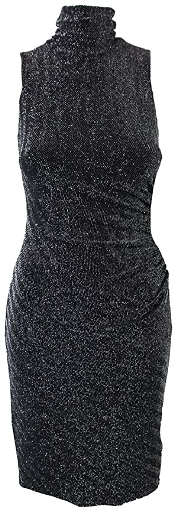 Price:$89.99    Lauren Ralph Lauren Womens Esben Metallic Sleeveless Cocktail Dress Black 4  Clothing