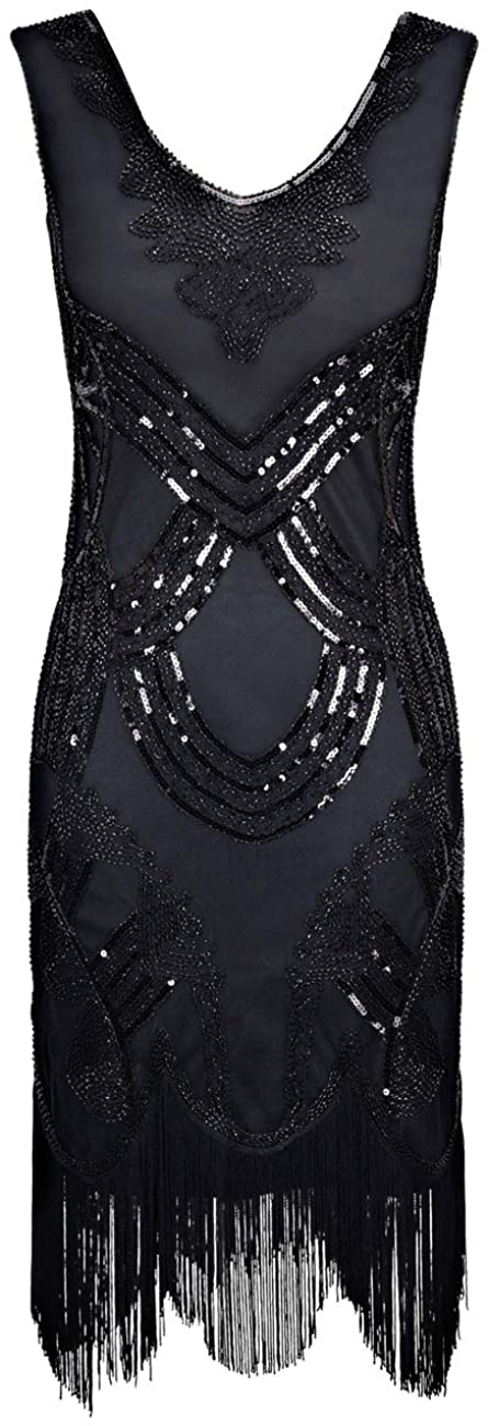 Price:$29.99    kayamiya Women's Retro 1920s Beaded Sequined Floral Fringe Gatsby Flapper Dress  Clothing