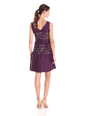 Price:$119.71    Taylor Dresses Women's Fit and Flare Dress with Lace Insets  Clothing