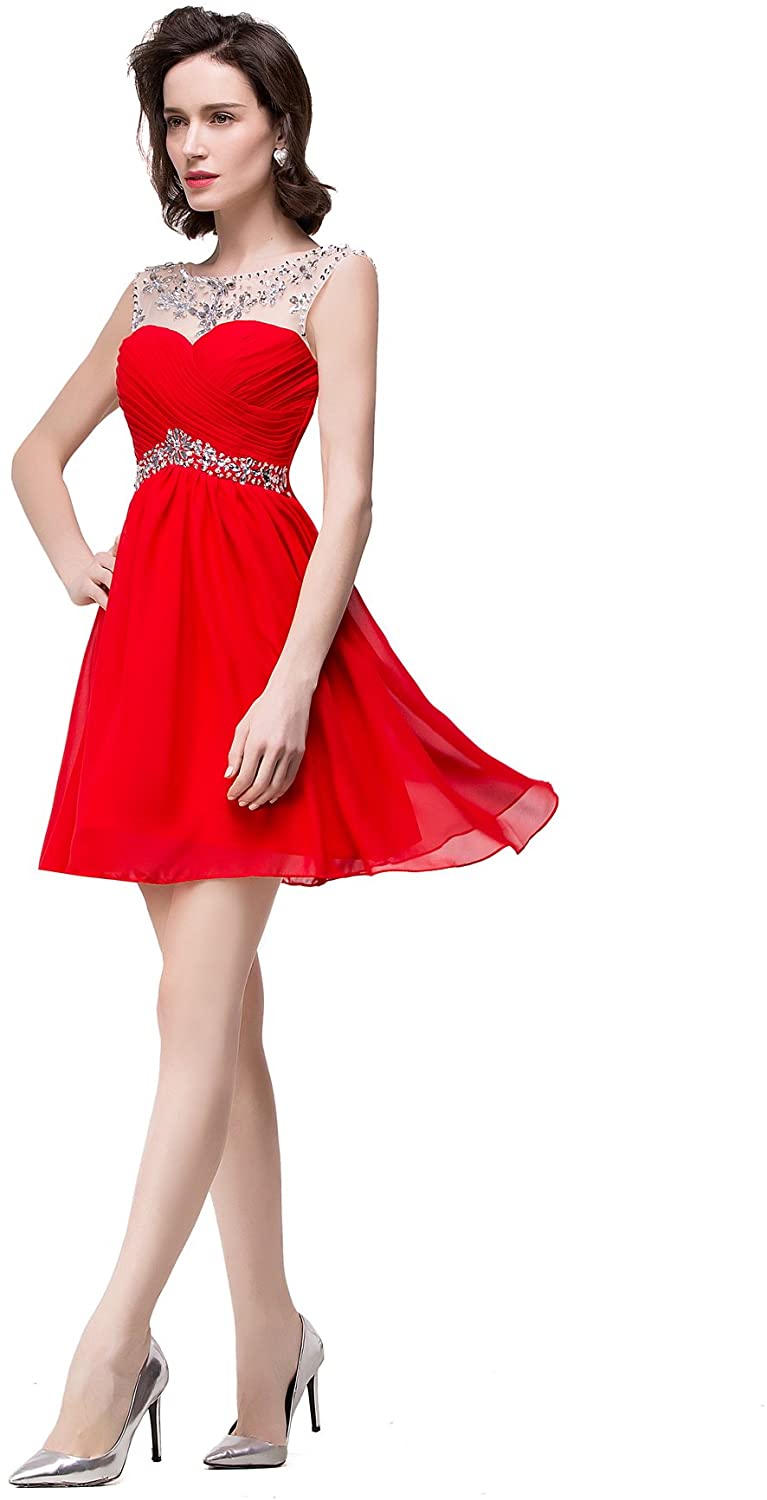 Price:$55.99 Babyonline Cap Sleeve Rhinestones Short Party Dress 2015 Prom Dress at Amazon Women’s Clothing store