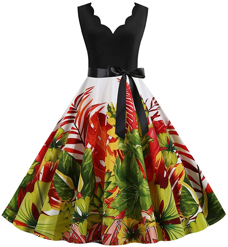 Price:$4.99 JoCome? 50s Dresses for Women Polka Dot Rockabilly Cocktail Retro Vintage 40s Midi Dress at Amazon Women’s Clothing store