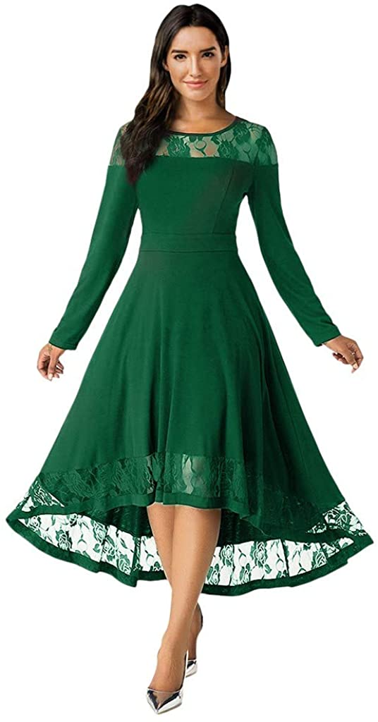Price:$9.99 JoCome Women's Bridesmaid Elegant Tea Dress Floral Lace Cocktail Formal Swing Dress at Amazon Women’s Clothing store