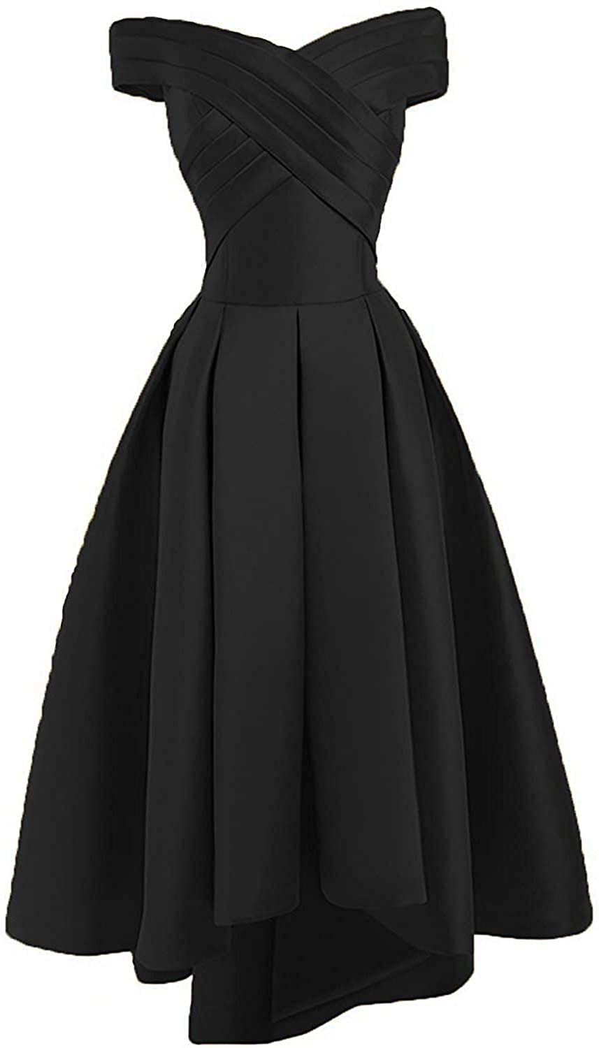 Price:$89.00    Iluckin Elegant Short Women's Off The Shoulder Satin Prom Dress High Low Cocktail Gown Homecoming Dresses Plus Size  Clothing
