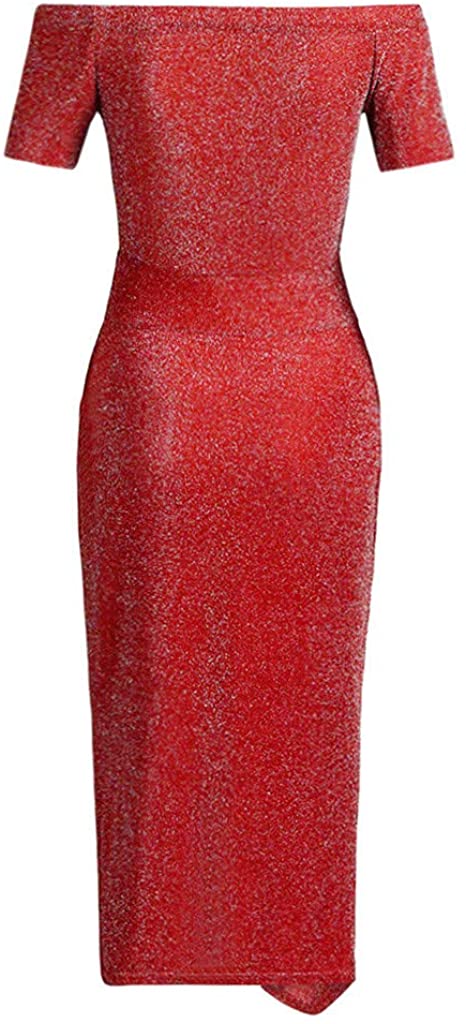 Price:$4.09 Inforin Women's Rockabilly Off Shoulder Dress ， high Slit Bodycon Dresses Long Sleeve Dresses at Amazon Women’s Clothing store