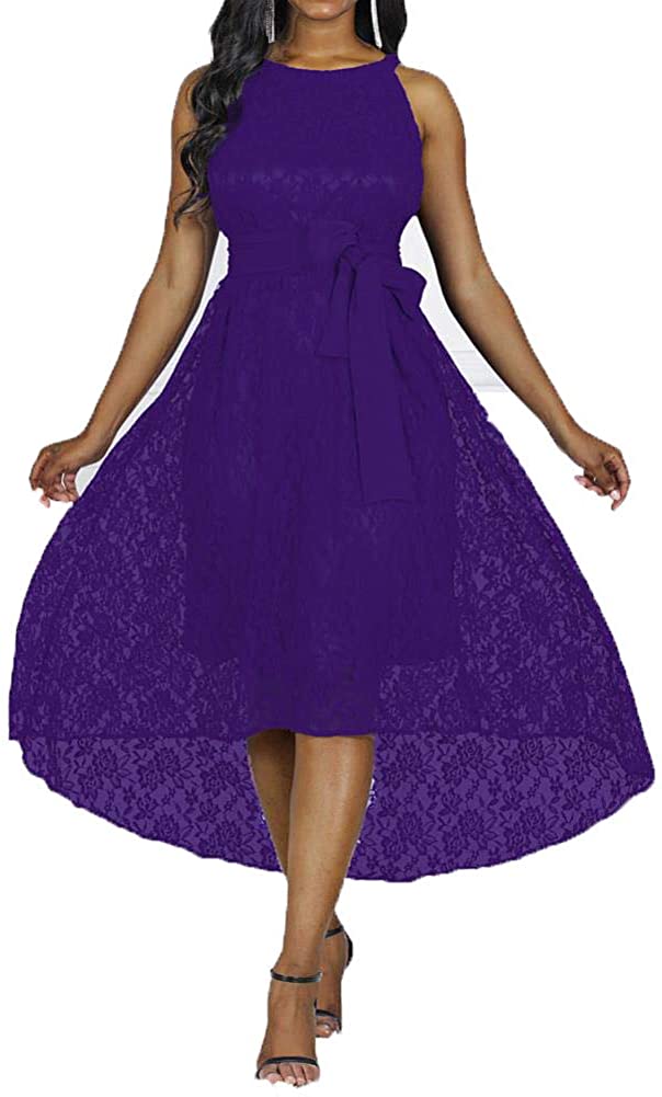 Price:$19.85    Women's Cocktail Party Party Asymmetrical A Line Colored Lace Spring Lace Black Wine Purple Belt Not Included  Clothing