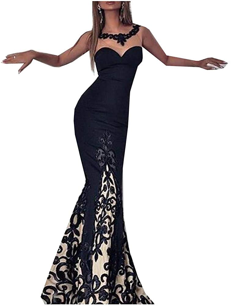 Price:$20.94    EETZO Women's Boho Elegant Bodycon Dress-Floral Lace Black  Clothing
