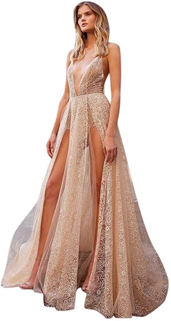 Price:$5.79 Doric Womens Dresses, Sexy Sleeveless V Neck Lace Backless Split Cocktail Prom Gown Dress at Amazon Women’s Clothing store