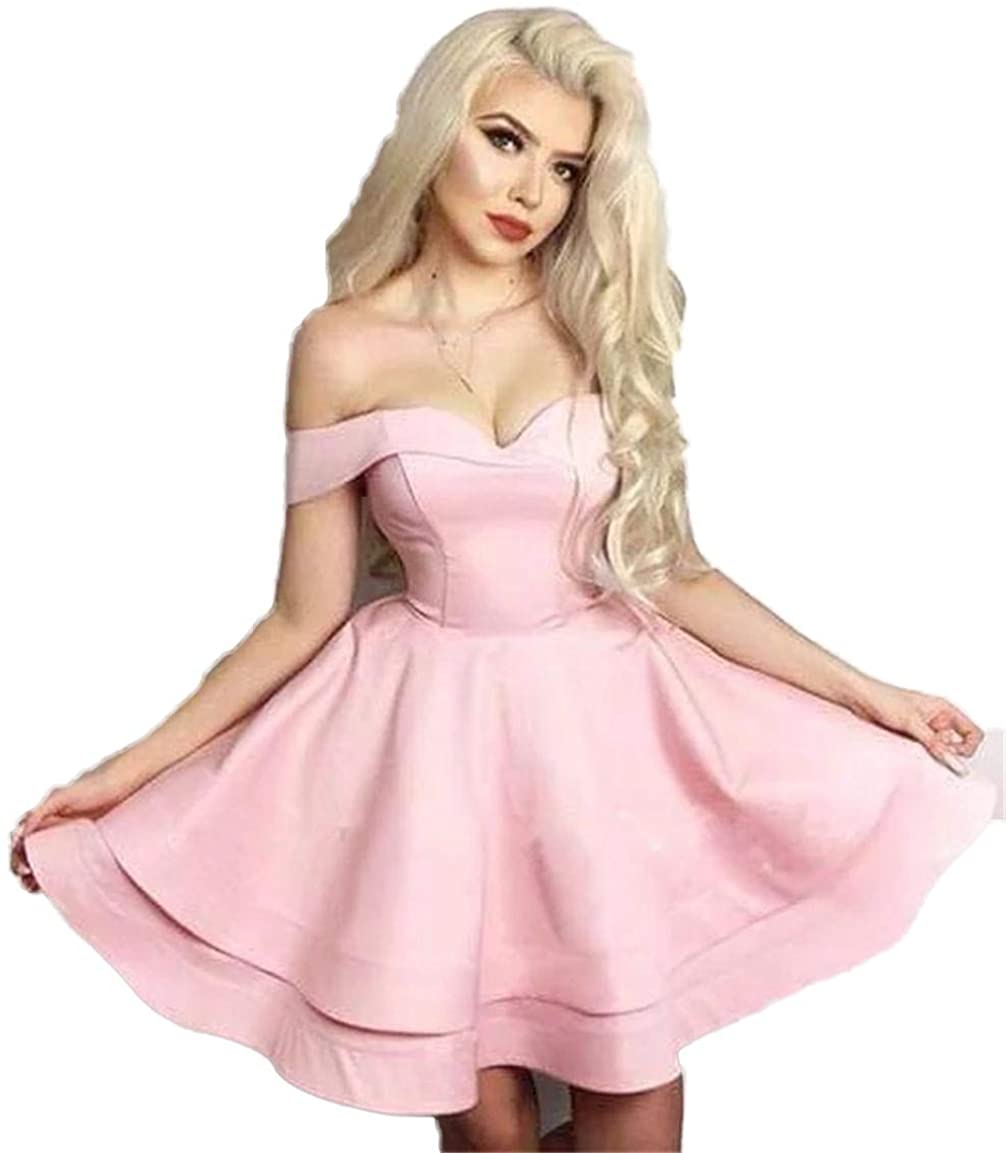 Price:$64.99    SSPBridal Off-Shoulder Short Homecoming Dresses V-Neck Ruffles Cocktail Dress Woman Formal Evening Party Gowns pp89  Clothing