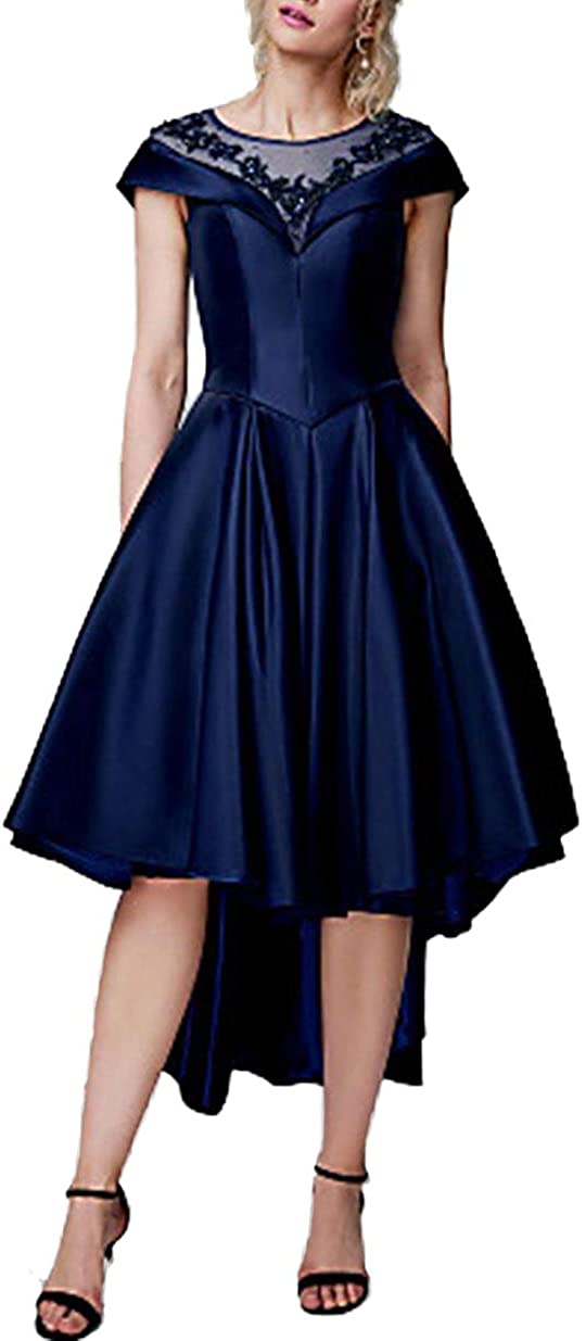 Price:$78.99    SSPBridal Lace Applique High Low Prom Dresses Illusion Neck Lace Up Homecoming Dresses Party Gowns Formal for Juniors pp73  Clothing