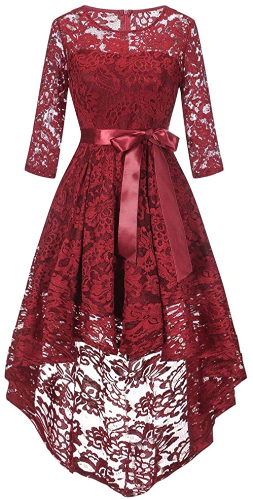 Price:$0.00    Vovotrade Women's Vintage Floral Lace Sleeveless Cocktail Formal Swing Dress Lace Round Neck Slim Evening Dresses  Clothing