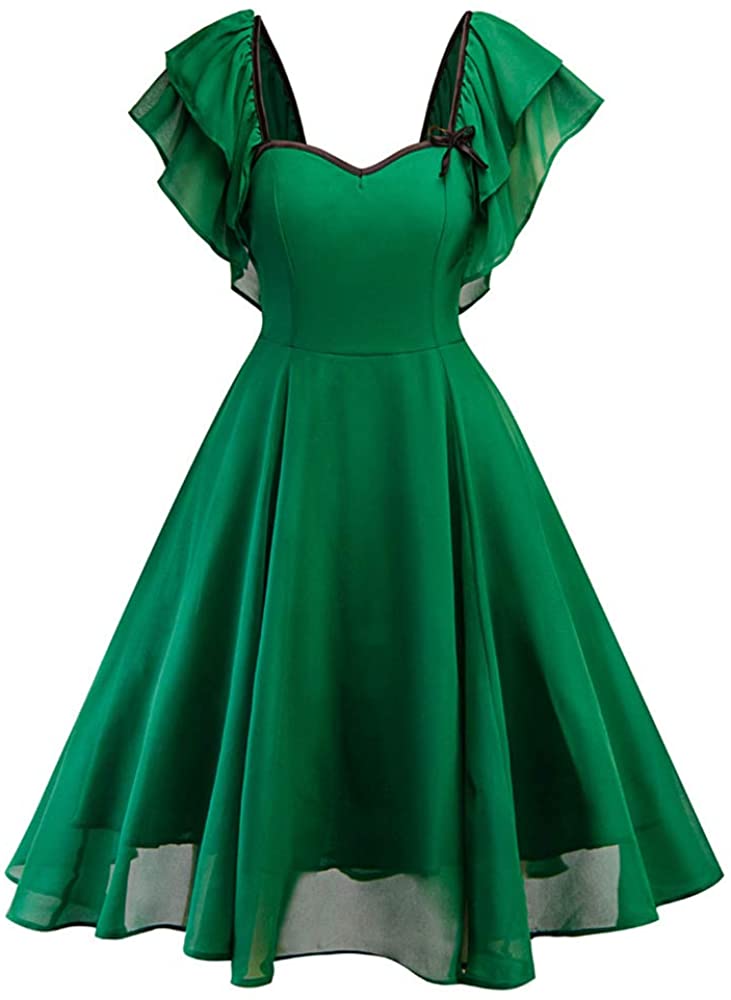 Price:$14.63    Aniywn Women's Vintage Chiffon Swing Dresses,Women Flare Wedding Cocktail Swing Party Dress  Clothing
