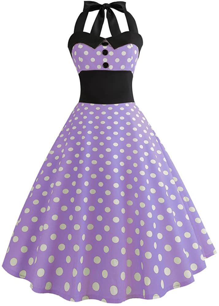 Price:$8.62    Hengshikeji Vintage Dress Polka Dots Homecoming Dress Women1950s Retro Cocktail Dress  Clothing