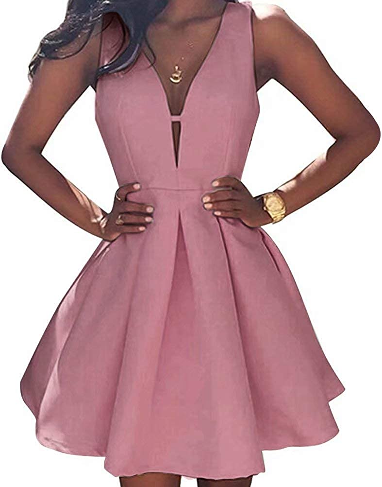 Price:$59.99    AiniDress Women's Simple Little Dress Short Party Prom Dresses Ball Gown 12 Dusty Rose  Clothing