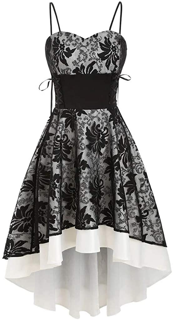 Price:$0.00    Women's Vintage 1950s Embroidery Floral Lace Bridesmaid High Low Dress Sping Retro Rockabilly Cocktail Swing Tea Dresses  Clothing