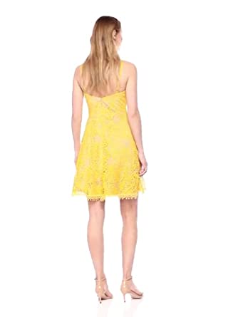 Price:$174.76    Dress the Population Women's Piper Sleeveless Lace Fit & Flare Short Dress  Clothing