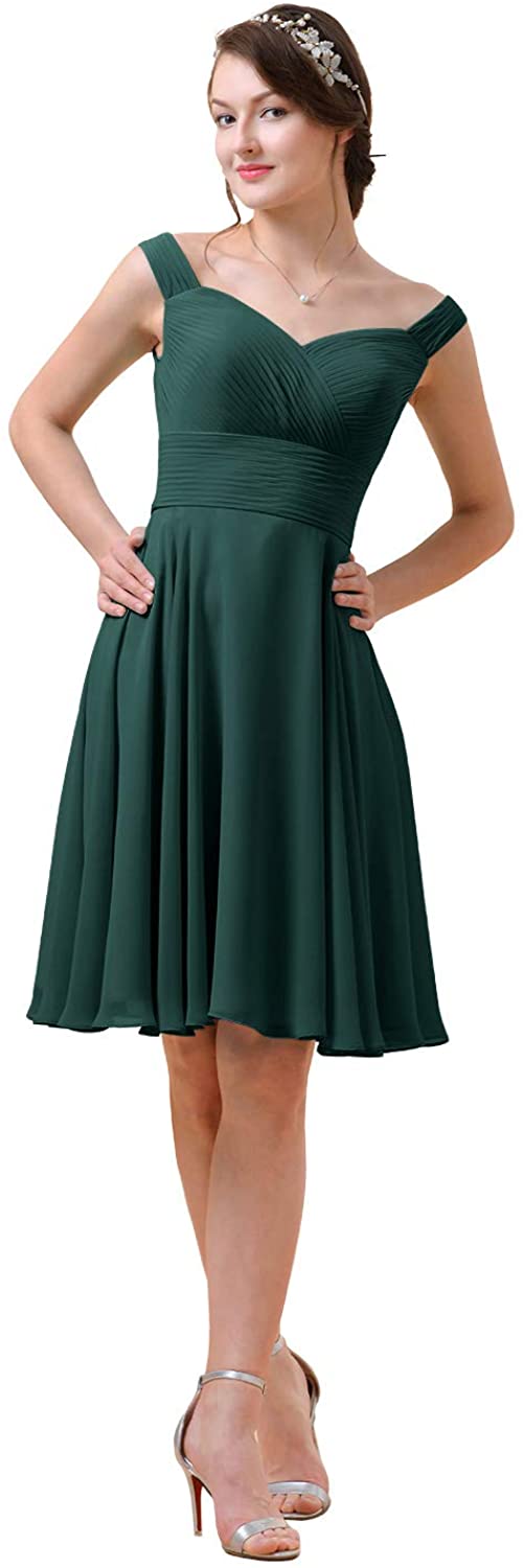 Price:$72.99    Alicepub Plus Size Bridesmaid Dress Chiffon Short A-Line Cocktail Party Homecoming Dresses, Dark Emerald, US20  Clothing