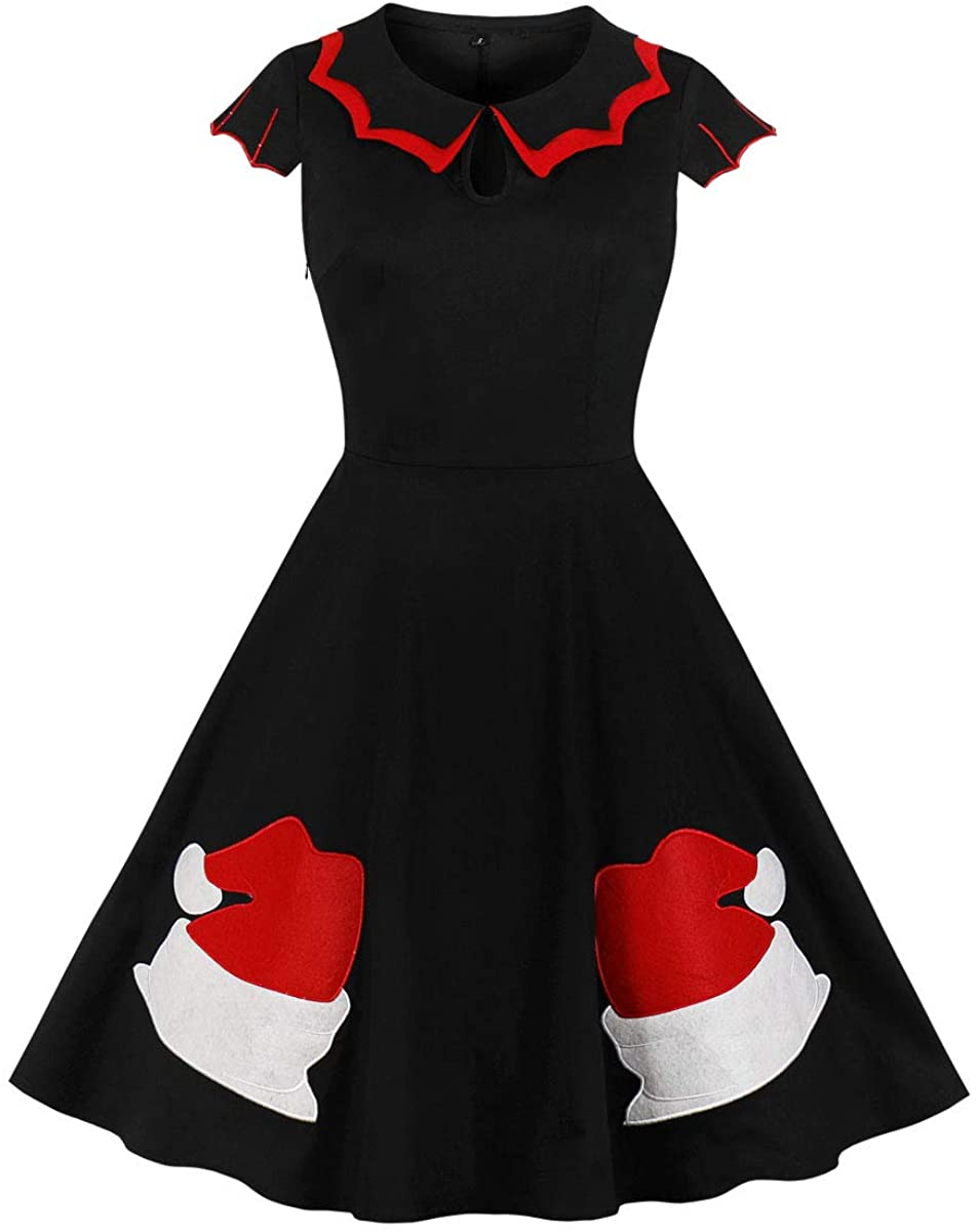 Price:$16.99    Wellwits Women's Plus Size Bat Spider Web Embroidery Halloween Vintage Dress  Clothing