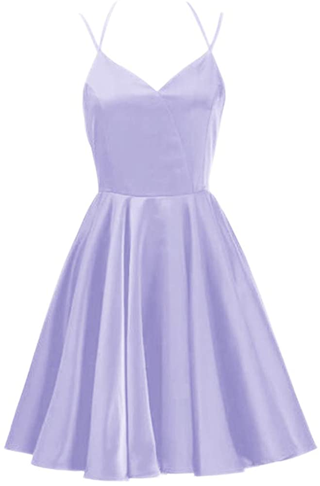 Price:$0.00    Yangprom Junior Double Straps Short Homecoming Dress with Pockets Satin Prom Dress 17 Lavender  Clothing