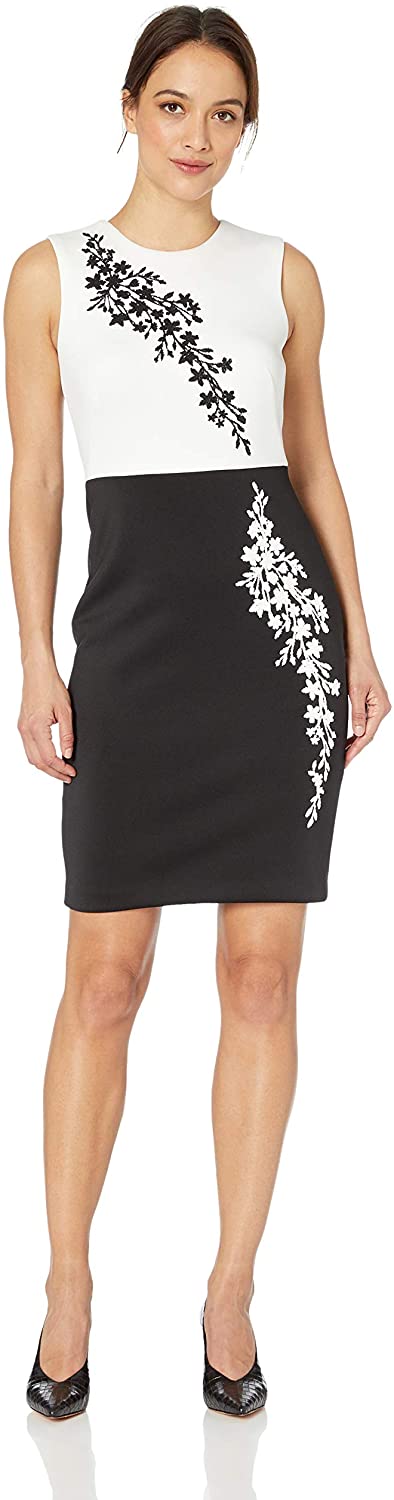 Price:$112.15    Calvin Klein Women's Petite Sleeveless Embellished Color Block Sheath Dress  Clothing