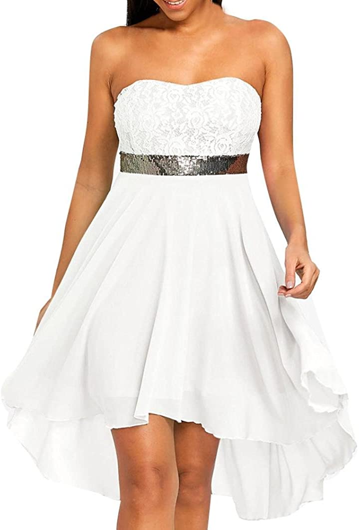 Price:$8.89    2019 New Women's Wedding Dress, E-Scenery Off Shoulder Empire Waist Chiffon Bandeau Irregular Party Dresses  Clothing