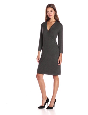 Price:$34.97 Calvin Klein Women's Long Sleeve Faux Wrap Sweater Dress at Amazon Women’s Clothing store