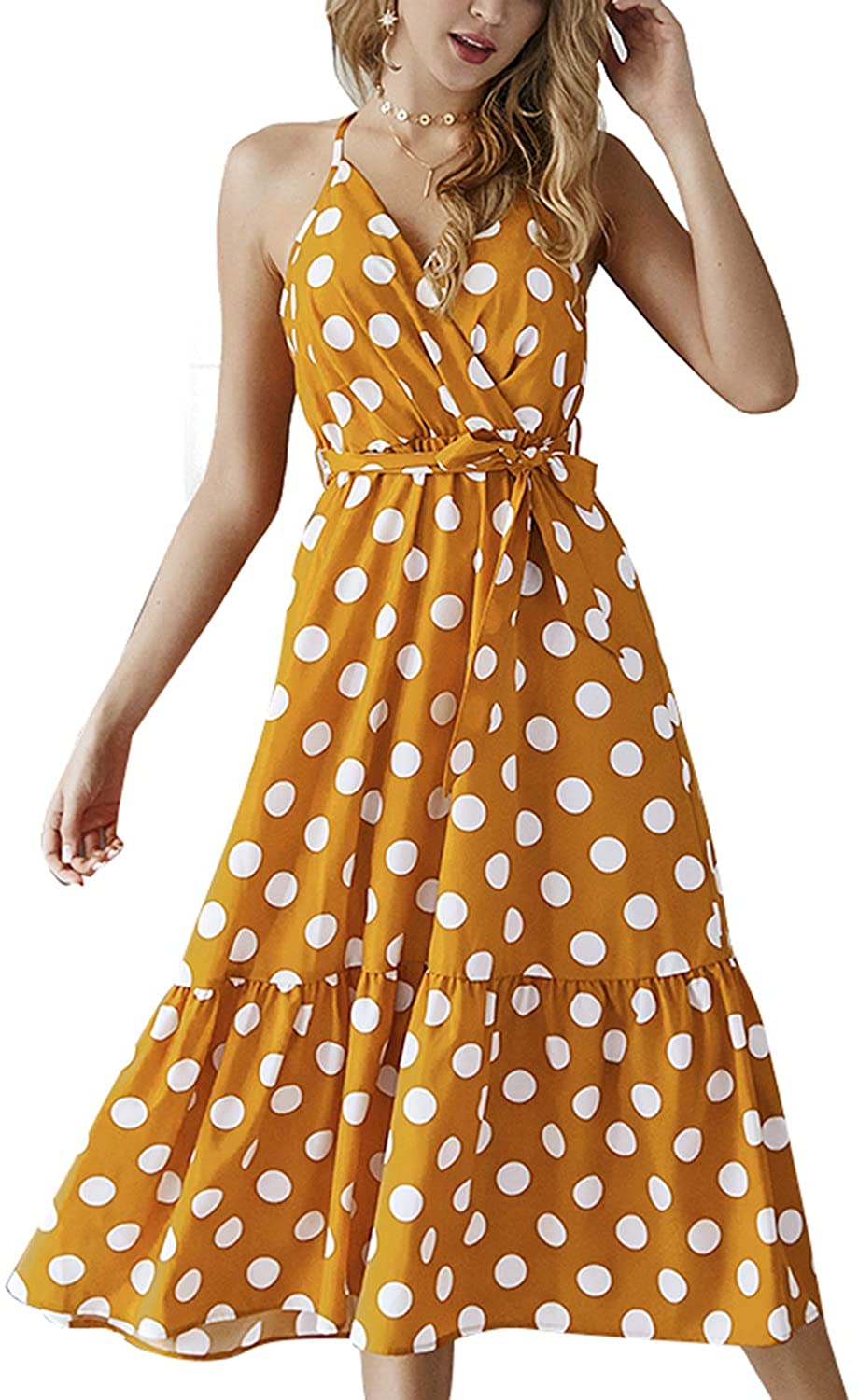 Price:$8.99 Unifizz Women's Boho V Neck Short Sleeve Split Maxi Dress at Amazon Women’s Clothing store