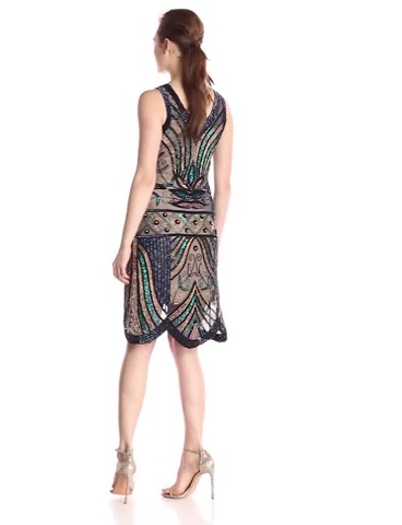 Price:$298.00    Unique Vintage Women's 1920S Inspired Deco Beaded Vintage Flapper Dress, Navy, Small  Clothing
