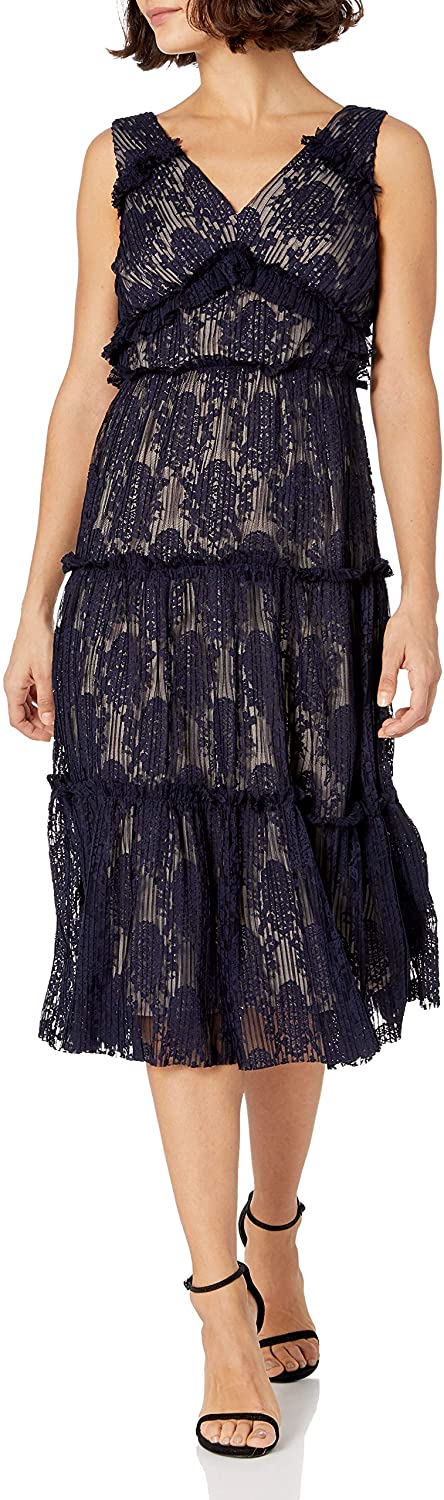 Price:$41.34    Maggy London Women's Petite Pleat Lace Tiered Cocktail Dress  Clothing