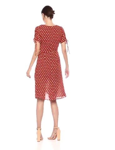 Price:$77.22    J.O.A. Women's Polka Dot Short Sleeve V Neck Ruched Midi Dress  Clothing
