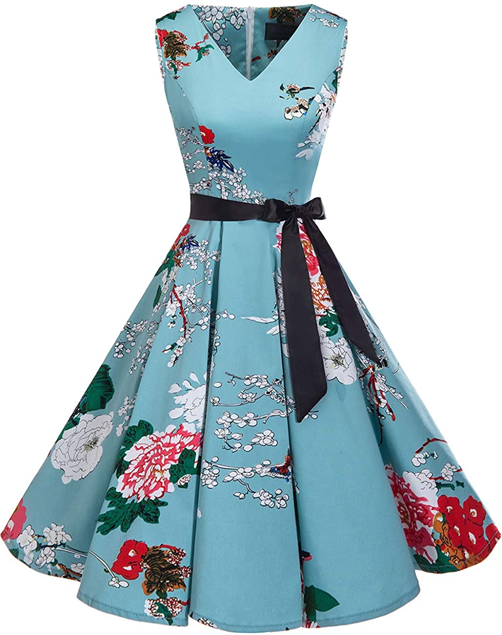 Price:$15.99    Bridesmay Women's 50s Vintage V-Neck Retro Rockabilly Swing Cocktail Party Dress  Clothing