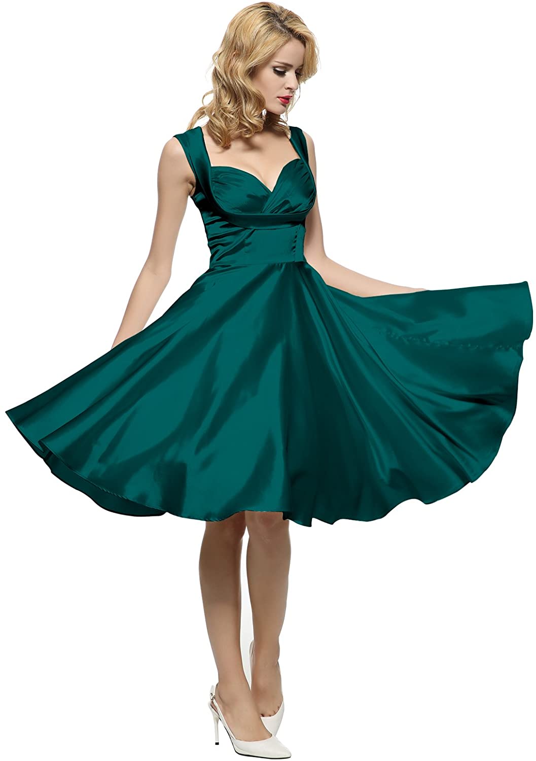 Price:$29.99 Maggie Tang Women's 1950s 60s Floral Spring Vintage Garden Party Picnic Dress at Amazon Women’s Clothing store