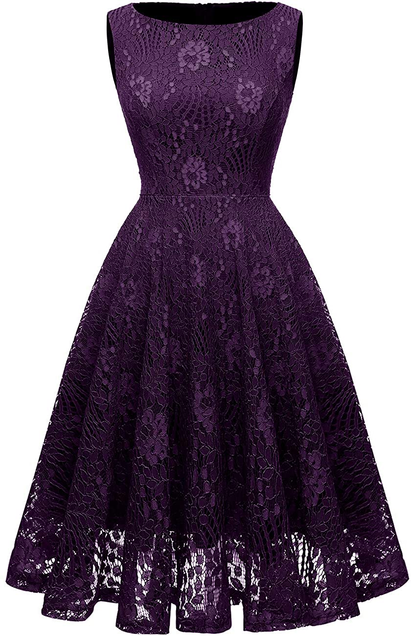 Price:$19.99    Kingfancy 50s Homecoming Dress, 1950 Cocktail Lace Vintage Dresses Crew Neck Prom Bridesmaid Dress  Clothing