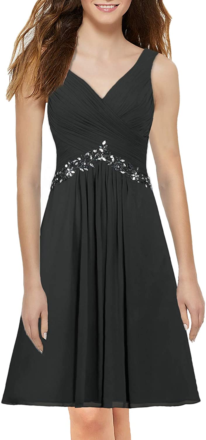 Price:$35.99    ANTS Women's V Neck Sleeveless Short Evening Dresses Prom Gown  Clothing