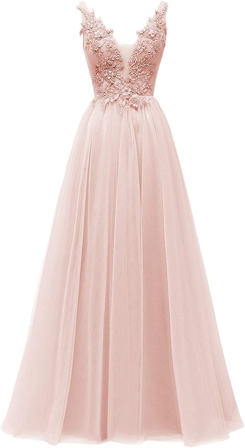 Price:$79.00 Special Occasion Dress Hot Sexy V-Neck Beaded Open Back Tulle Split Long Evening Prom Dresses at Amazon Women’s Clothing store