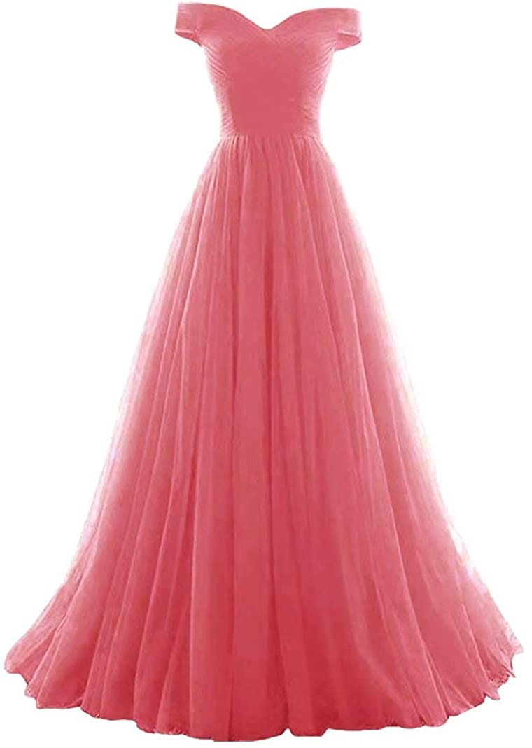 Price:$79.00    VICKYBEN Women's A-Line Tulle Prom Formal Evening Homecoming Dress Ball Gown 6 Coral  Clothing