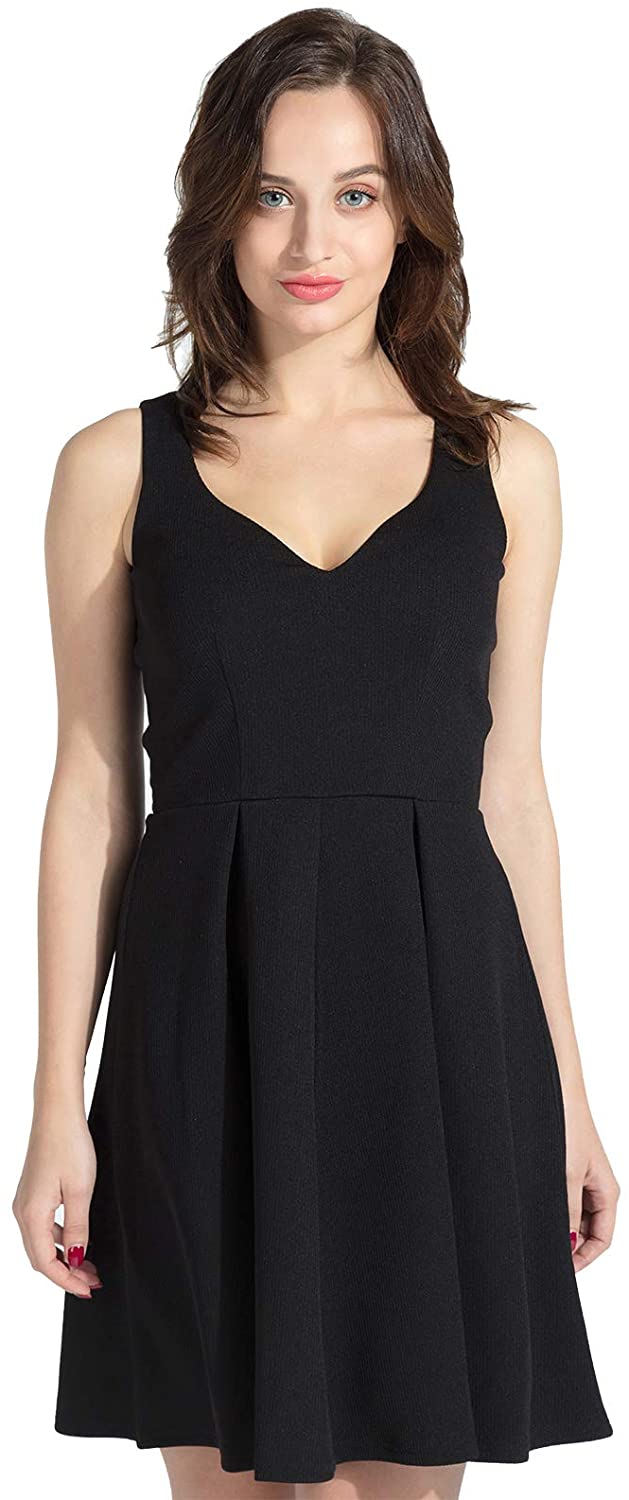 Price:$26.99    Sylvestidoso Women's Sleeveless Sweetheart Plunge V Neck Swing Flared Cocktail Dress  Clothing