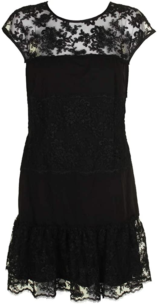 Price:$26.35    MSK Womens Lace Knee-Length Flounce Dress Black 8  Clothing